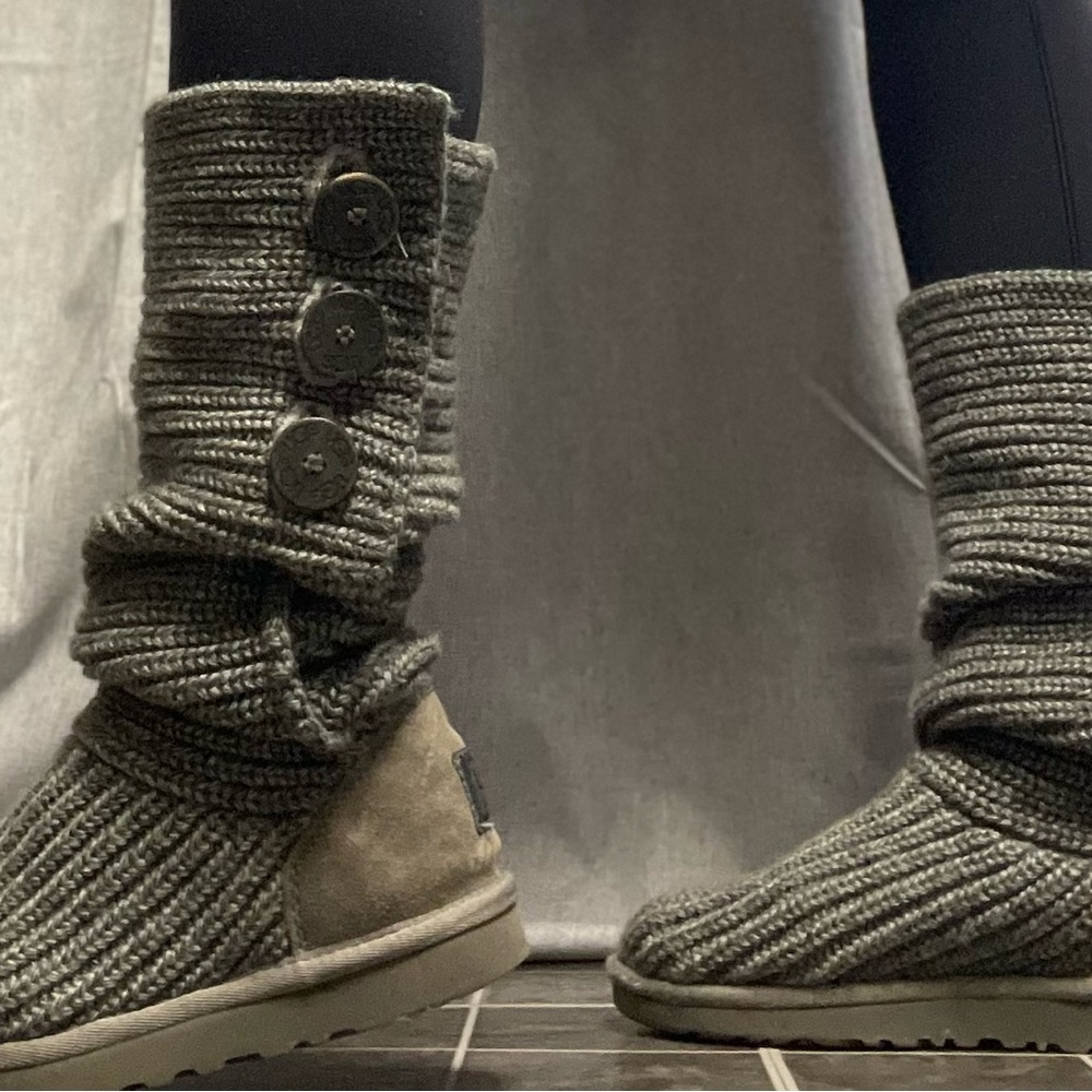 UGG Charcoal Knit Button Boots - Picture 4 of 16